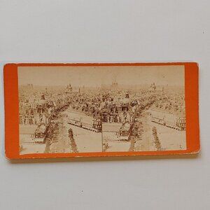 ANTIQUE STEREOGRAPH CARD Paris, France from Above Scene
